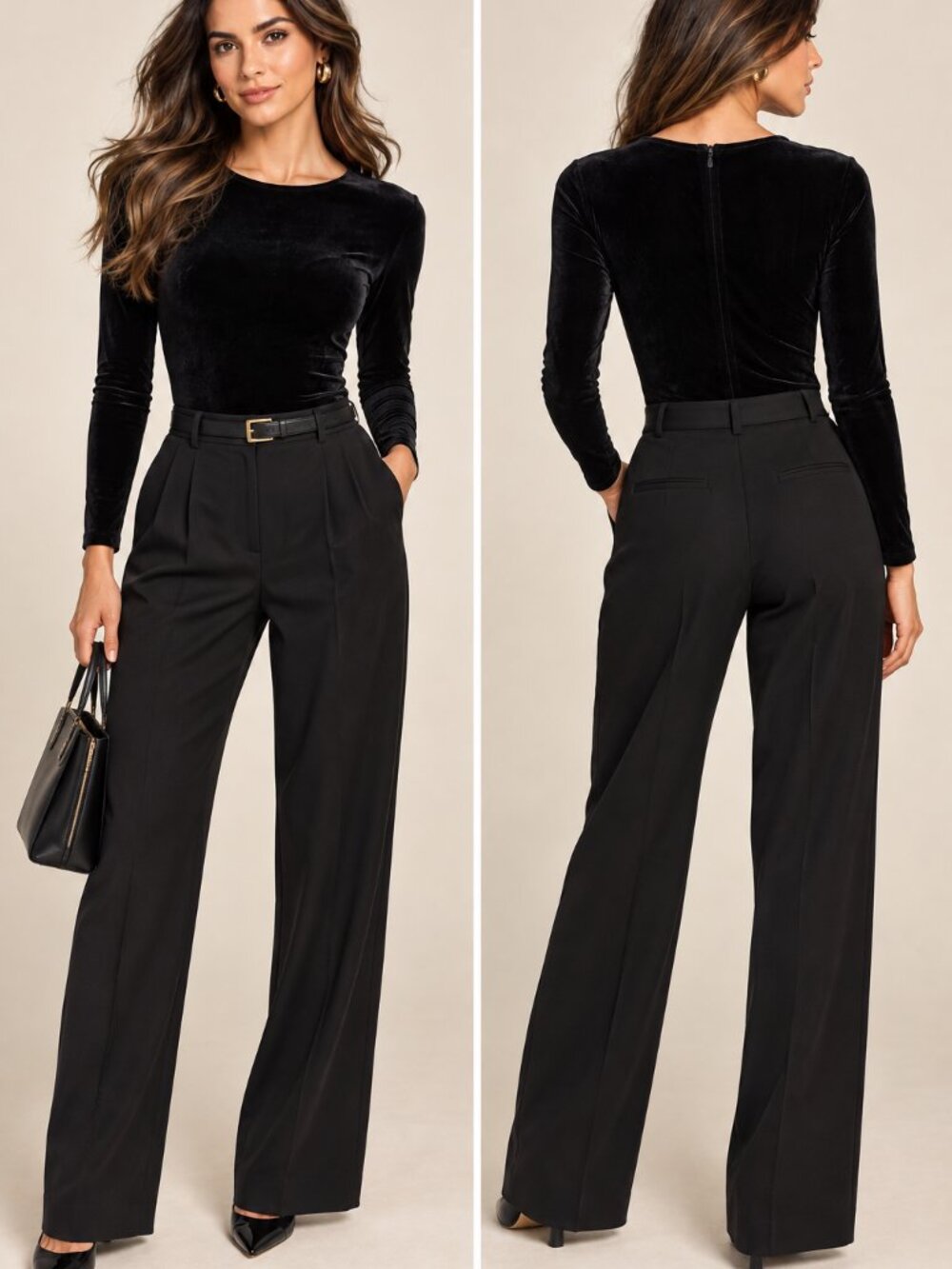 Gianni Versace Vintage Black Velvet Long Sleeve Bodysuit IT 40 US 4 Authentic